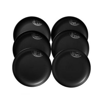 Fondueteller Alpaufzug schwarz, 6 Stück