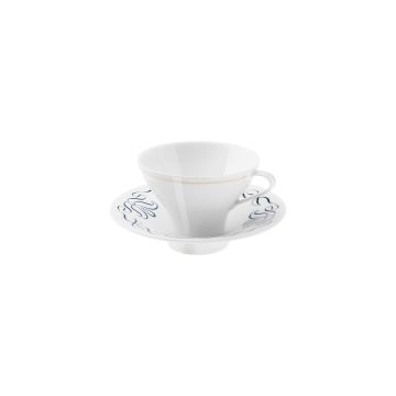 Alif Blau-Gold Kaffee-/Teetasse mit Unterteller